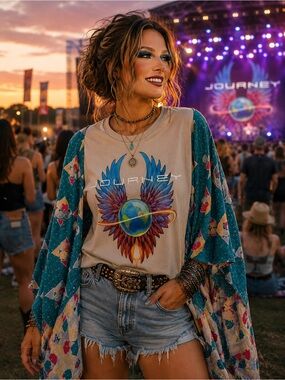 JOURNEY Custom Upcycled Kantha Sleeves Poncho BOHO Colorful Top OSFM OOAK